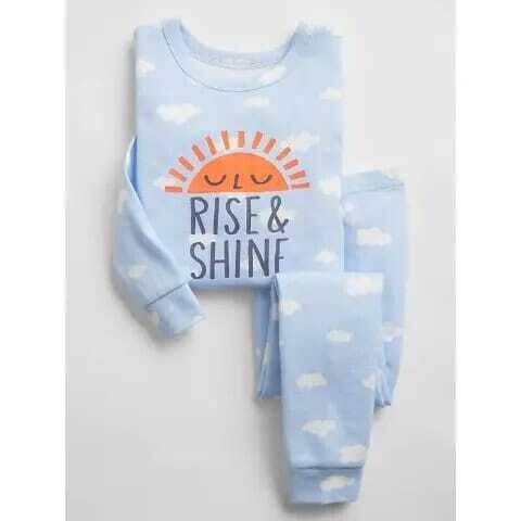 Gap Kids Unisex Rise & Shine 100% Organic Cotton Long Sleeve 2-Piece Pajama Set
