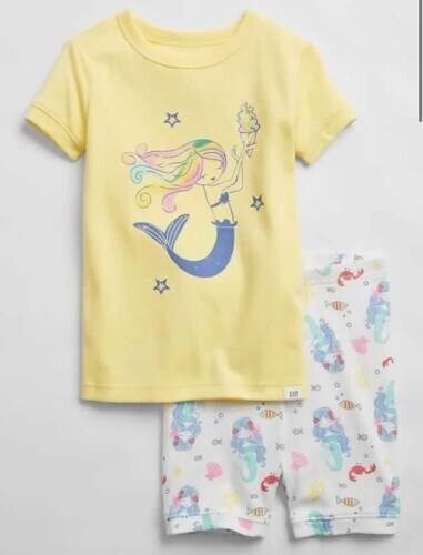GAP Girls Mermaid Printed 100% Organic Cotton 2-Piece Pajama Set