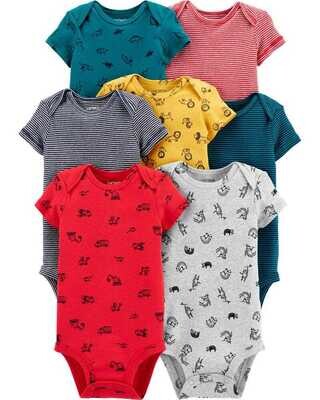 Original Carter's Baby Boy 7-Pack Short Sleeve Bodysuits Set