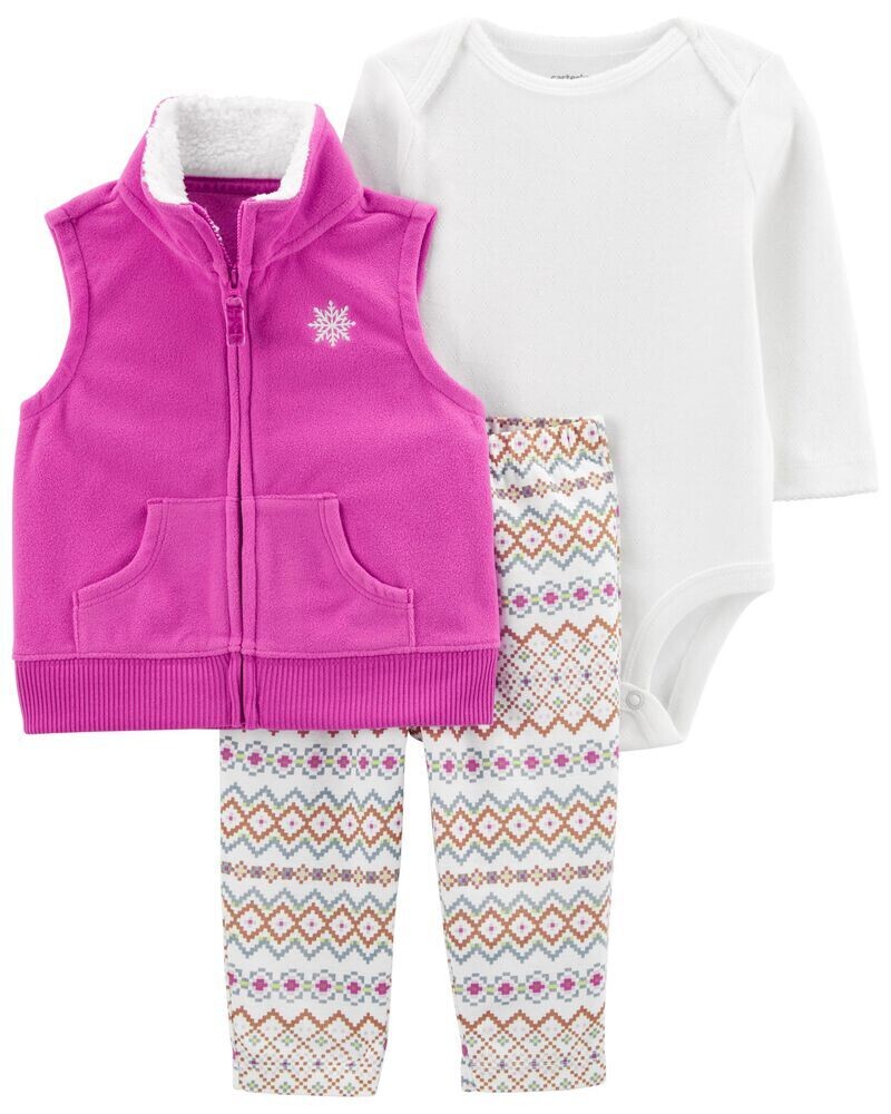Original Carter's Baby Girl 3-Piece Fleece Vest Set