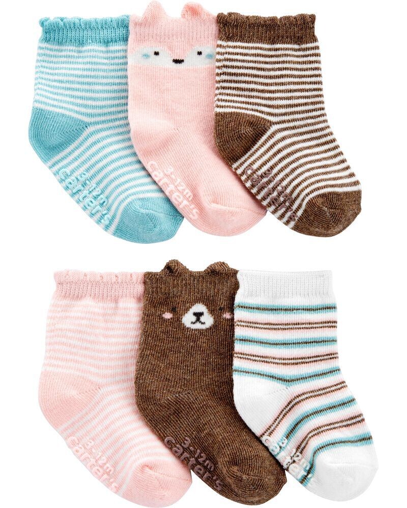 Original Carter's Baby Girl Animal Print 6-Pack Socks