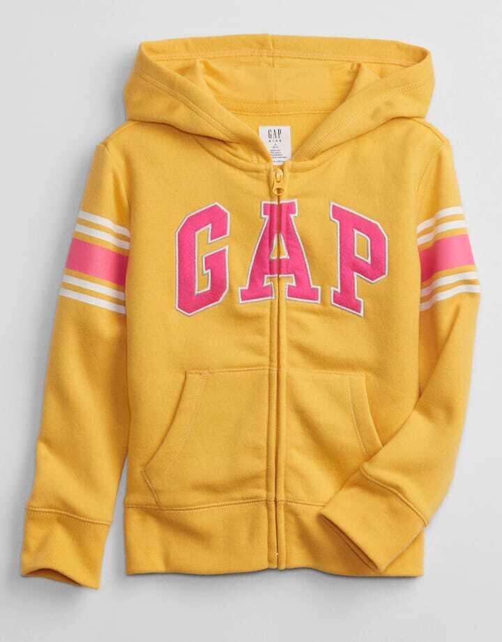 GAP Girl Logo Fleece Zip Front Hoodie