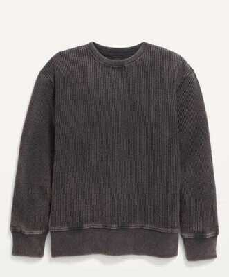 Old Navy Boys Thermal Knit Garment Dyed Long Sleeve Sweatshirt