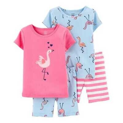 Original Carter's Toddler Girls 4-Piece 100% Snug Fit Flamingo PJs