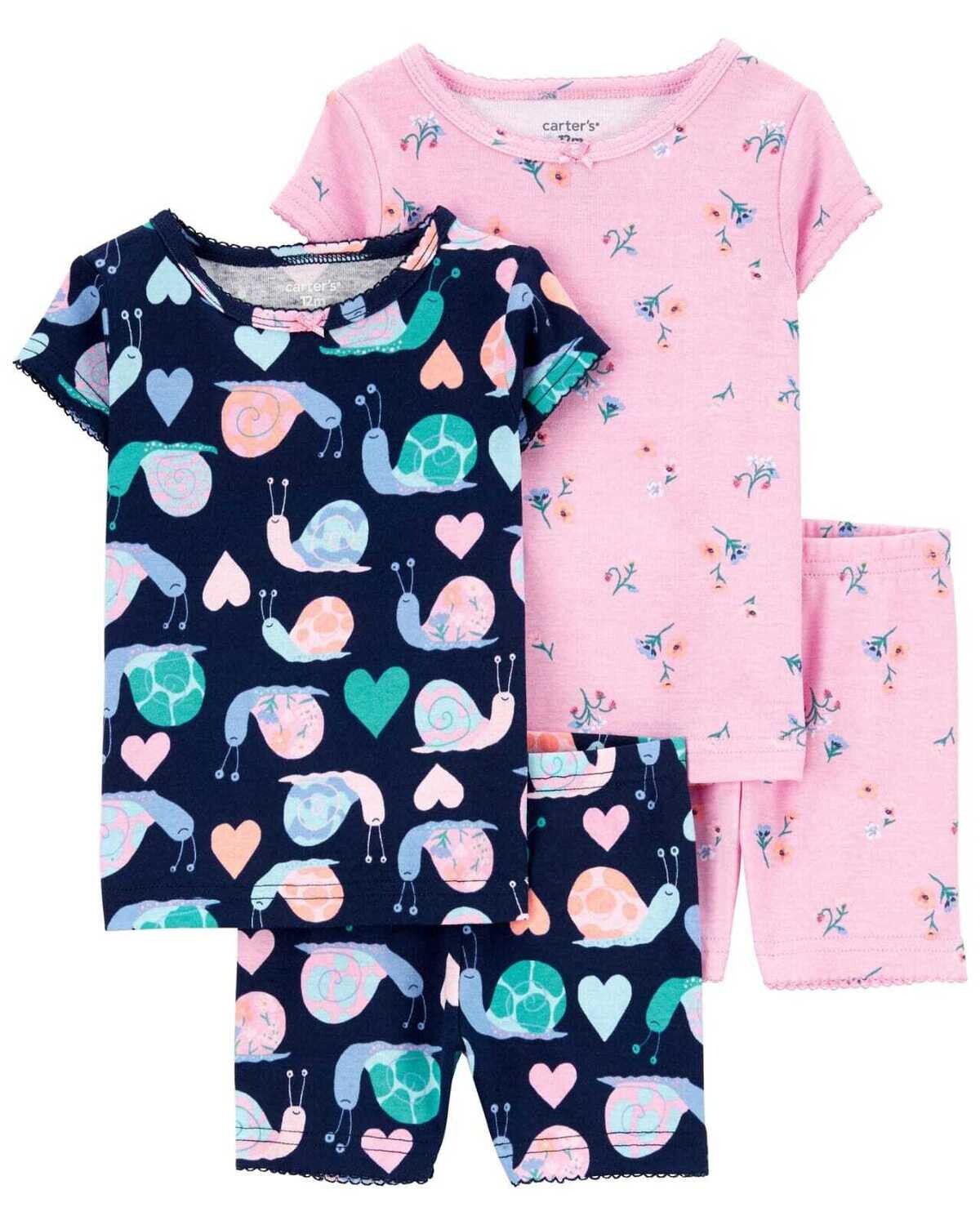 Original Carter's Baby & Toddler Girls 4-Piece 100% Snug Fit Cotton PJs