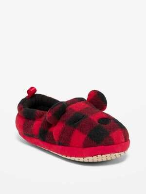 Old Navy Unisex Microfleece Plaid Critter Slippers For Toddler
