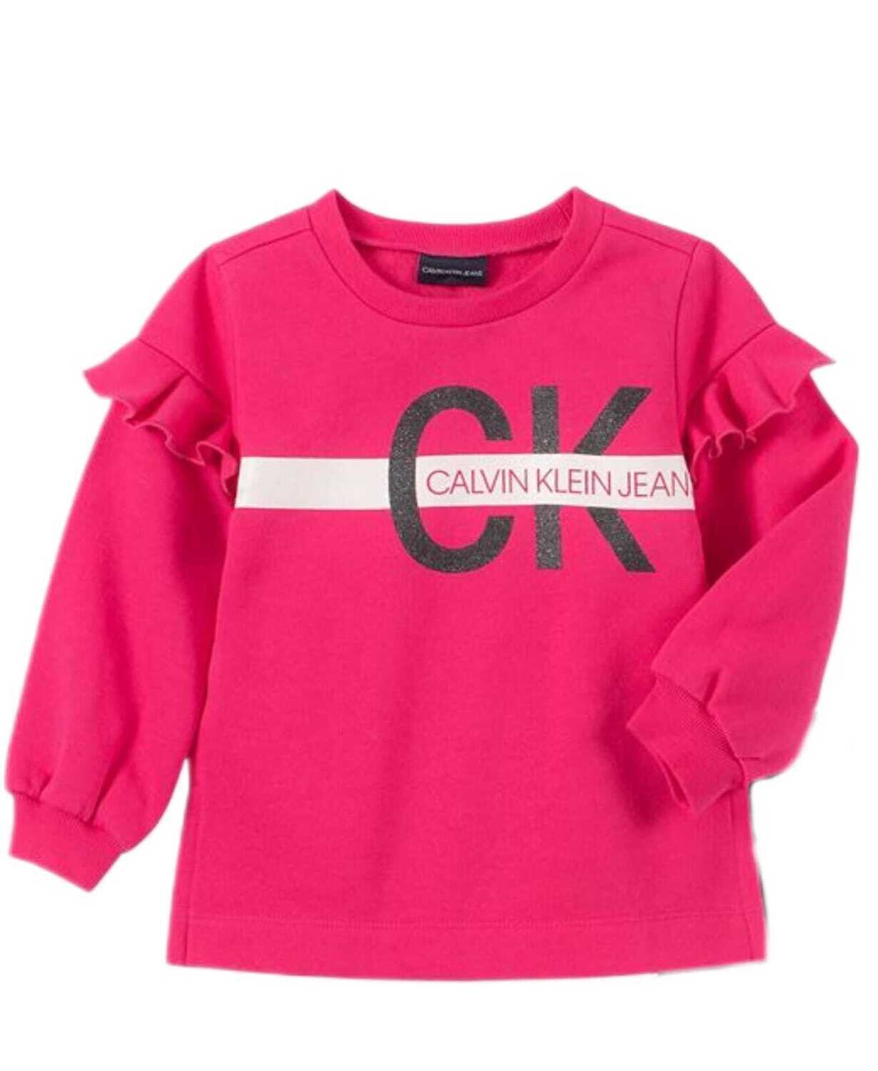 Calvin Klein Girls Fleece Ruffle Sweatshirt
