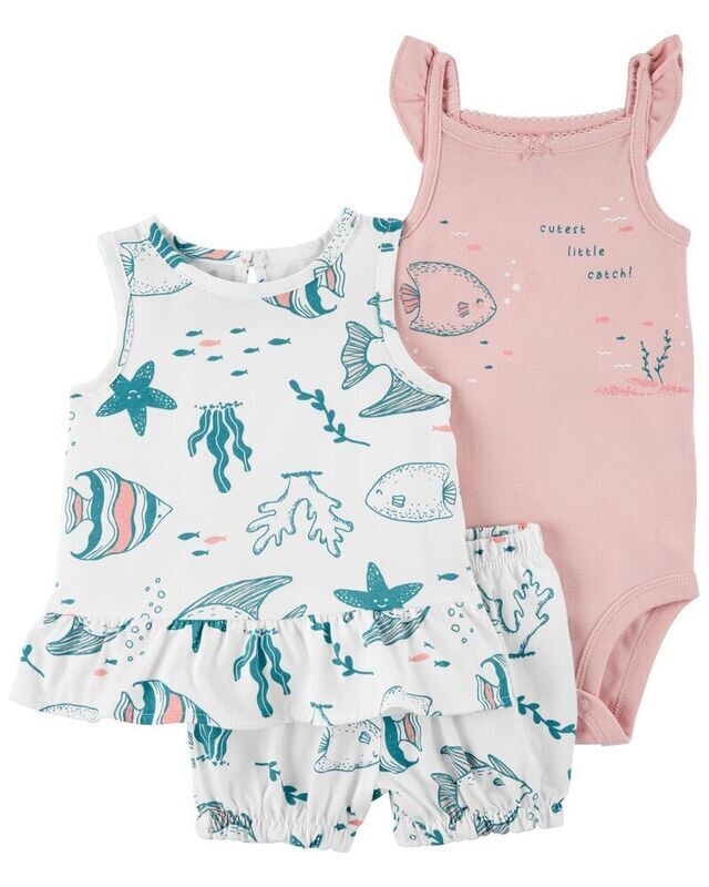 Original Carter&#39;s Baby 3-Piece Fish Little Short Set