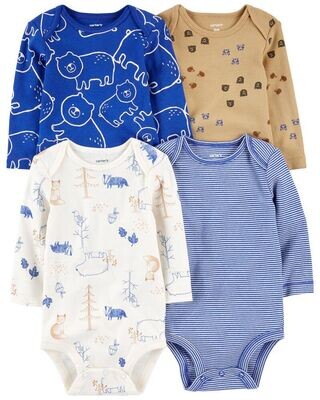 Original Carter's Baby Boy 4-Pack Long-Sleeve Bodysuits