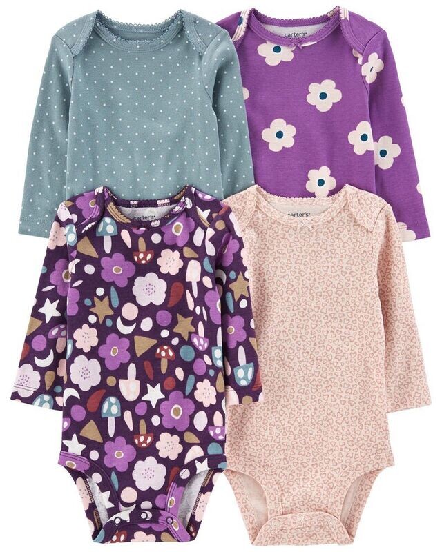 Original Carter&#39;s 4-Pack Girls Purple Bodysuits