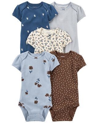 Original Carter&#39;s Baby Girl 5-Pack Short-Sleeve Bodysuit Set