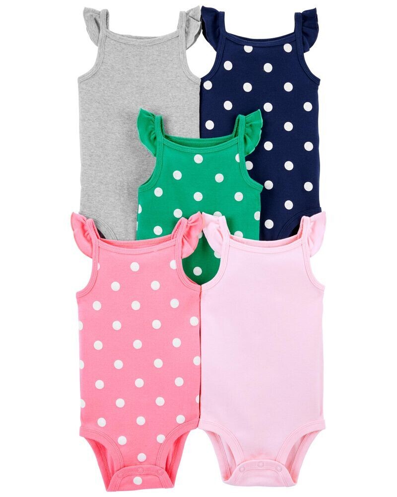 Original Carter&#39;s Baby Girl 5-Pack Tank Bodysuit Set, Size: 3M, Color: Multi