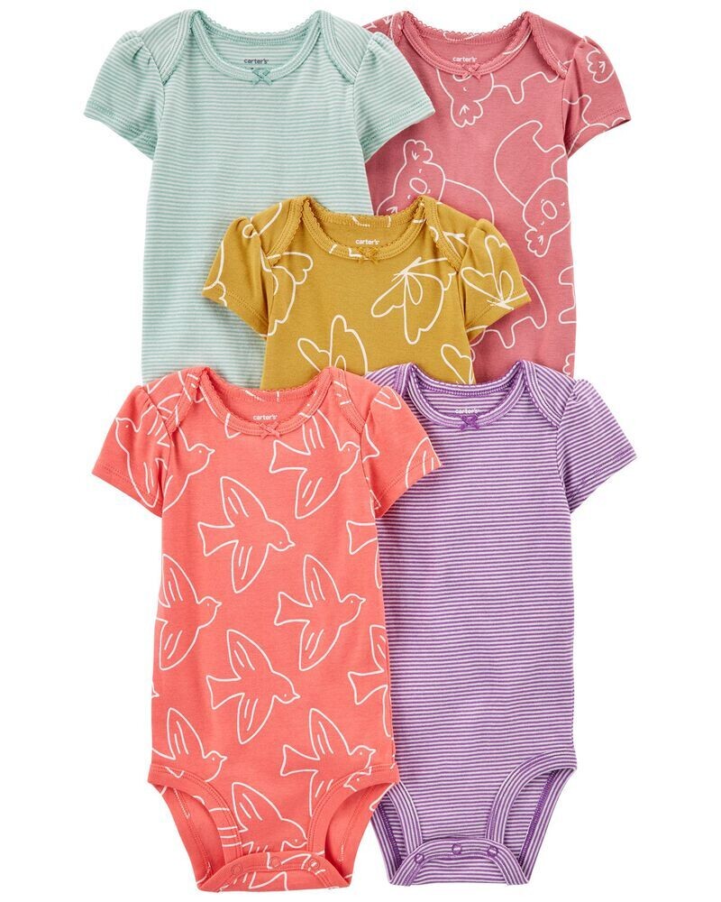 Original Carter&#39;s Baby Girl 5-Pack Short Sleeve Bodysuit Set, Size: 3M, Color: Multi