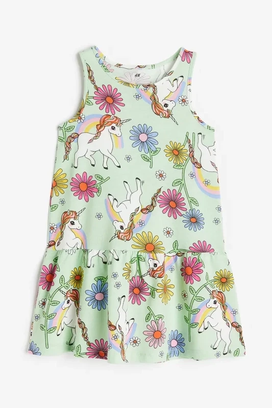 H&amp;M Girls Patterned Cotton Dress