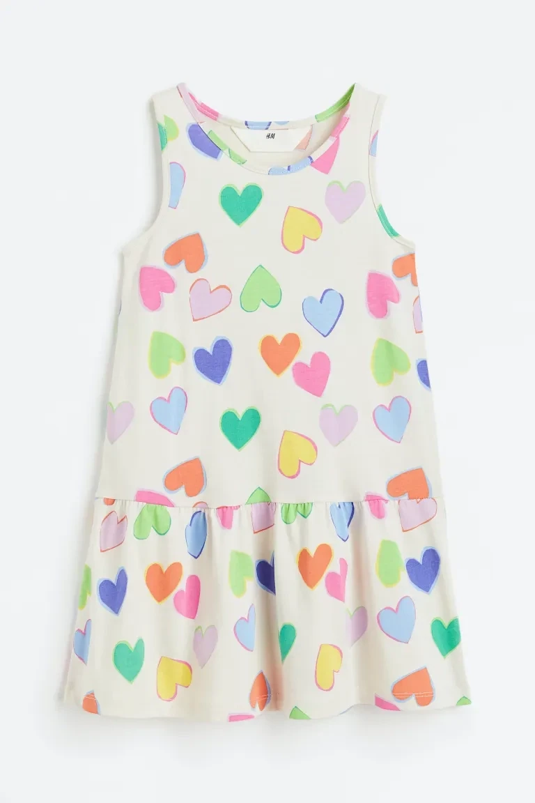 H&amp;M Girls Patterned Cotton Dress, Size: 2T, Color: Multi