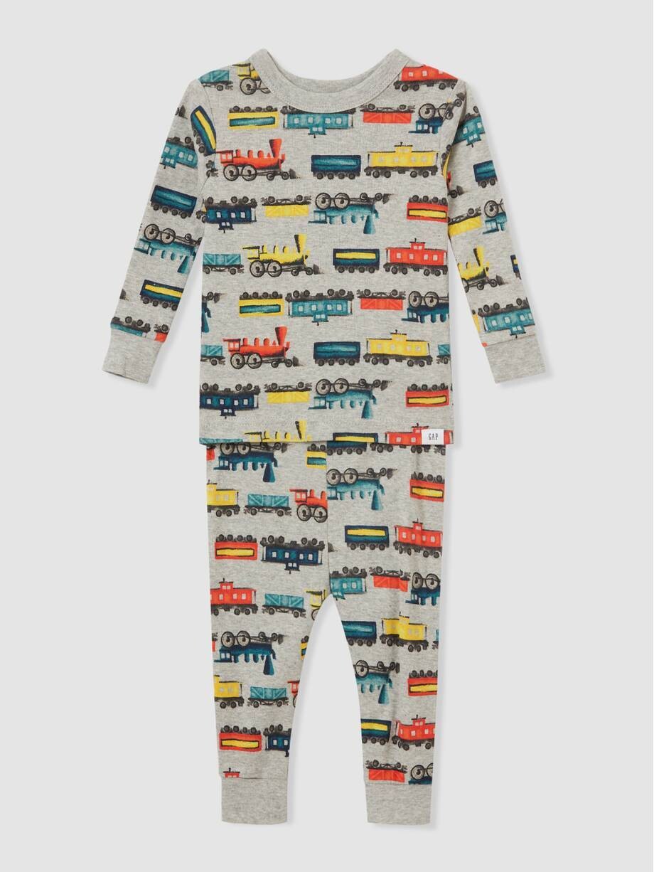 GAP Boys 100% Organic Cotton Train Printed Pajama Set