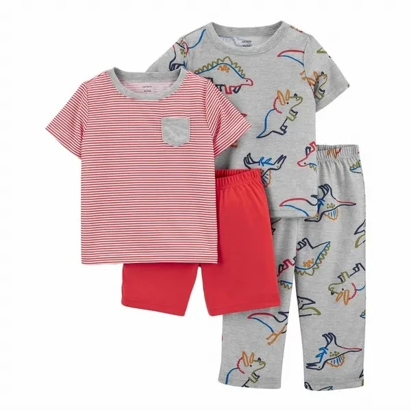 Original Carter&#39;s Boys 4-Piece Dinosaur Loose Fit Poly Pajama Set