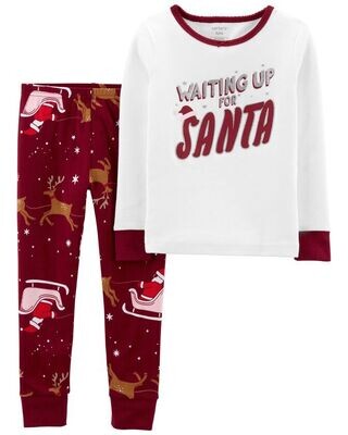 Original Carter's 2-Piece Santa 100% Snug Fit Cotton PJs