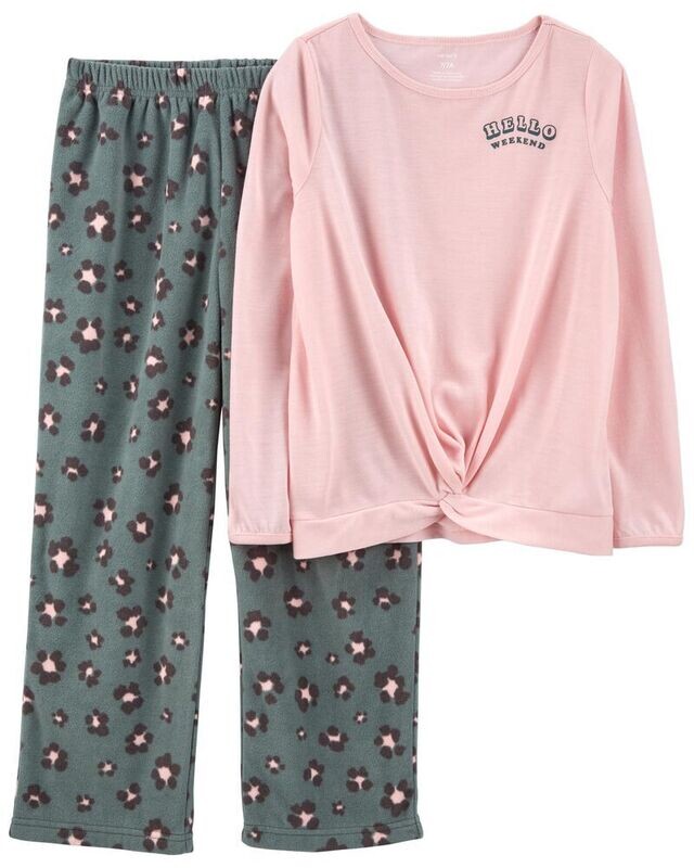 Original Carter&#39;s 2-Piece Leopard Loose Fit Poly &amp; Fleece PJs