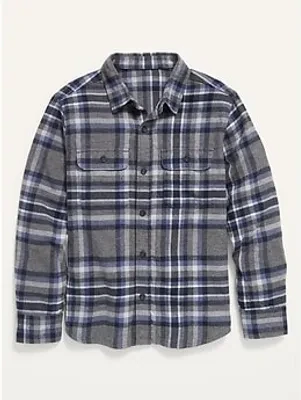 Old Navy Fleece Plaid Flannel Utility Pocket Shirt for Boys