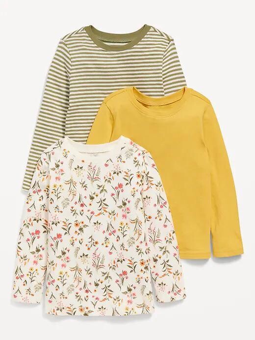 Old Navy Girls 3-Pack Long-Sleeve Cotton T-Shirts Set
