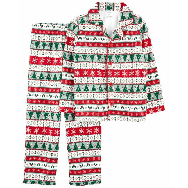 Original Carter's Unisex Holiday Print Fleece 2-Piece Coat Style Pajama