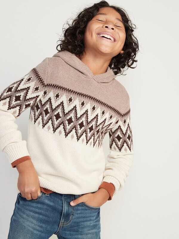 Old Navy Cozy Fair Isle Pullover Sweater Hoodie