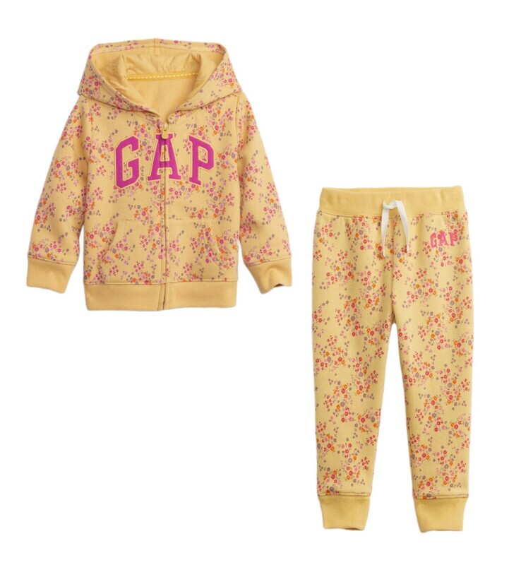 GAP Baby Girl Fleece Hoodie &amp; Joggers 2-Piece Set