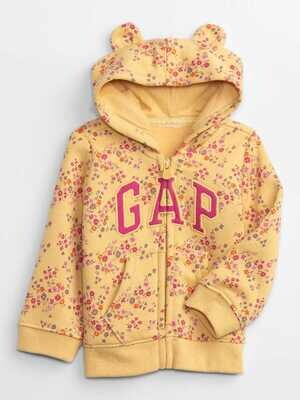 GAP Girls Floral Logo Print Fleece Hoodie