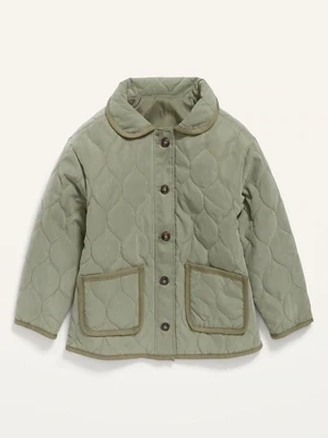 Old Navy Water-Resistant Button-Front Quilted Jacket for Toddler Girls