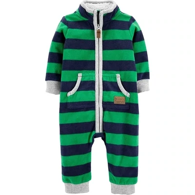 Original Carter's Zip-Up Striped Fleece Jumpsuit - Baby Boy