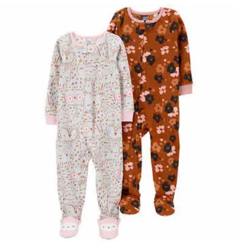 Original Carter&#39;s Girls 2-Pack Fleece Printed Overall