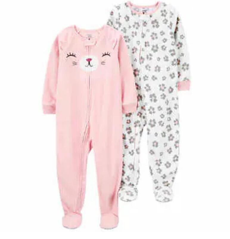 Original Carter&#39;s Girls 2-Pack Fleece Overall Set