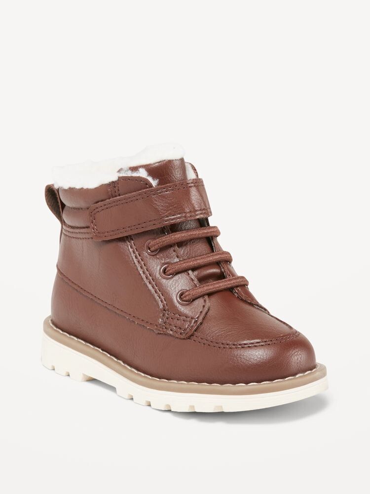 Old Navy Boys Faux-Leather Chocolate Brown Ankle Boots