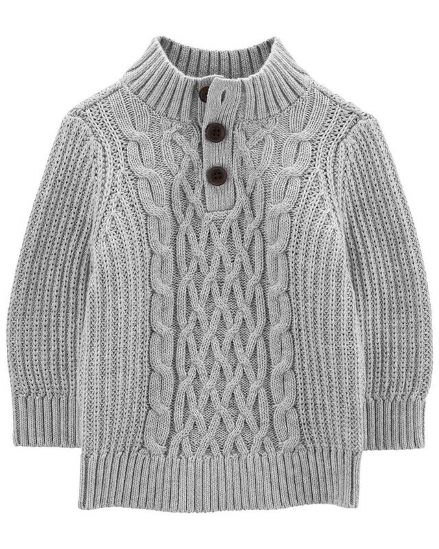 Oshkosh Boys Cable Knit Mock Neck Pullover Sweater