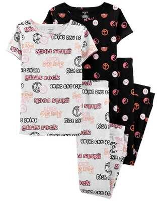 Original Carter's Girls 4-Piece 100% Snug Fit Pajama Set