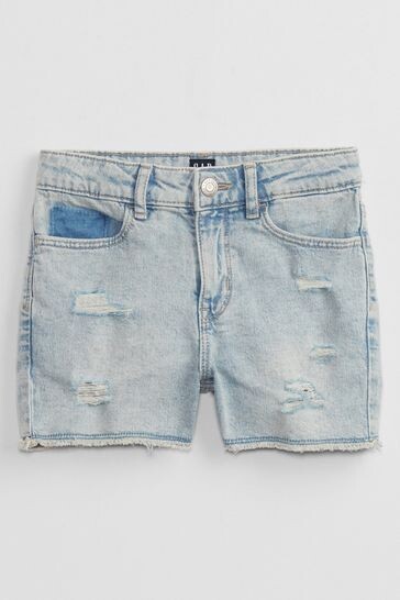 GAP Girls High Rise Destructed Denim Shorts