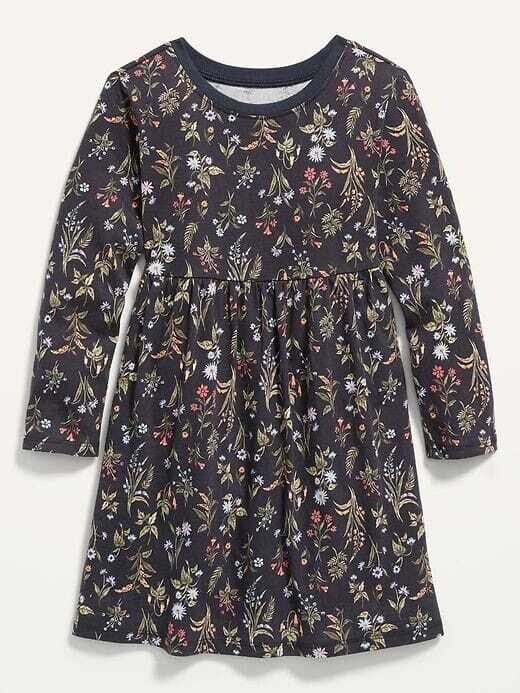 Old Navy Fit &amp; Flare Printed Jersey Dress for Toddler Girls, Size: 4T, Color: Navy Floral