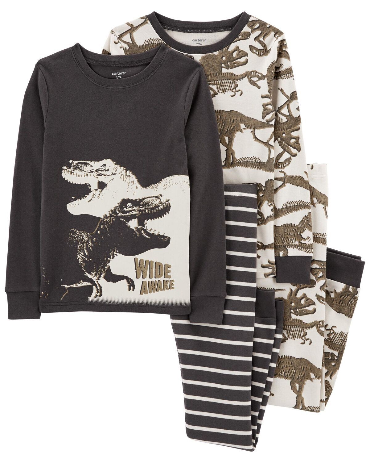 Original Carter&#39;s Kid 4-Piece Dinosaur 100% Snug Fit Cotton Pajamas, Size: 7Y, Color: Multi
