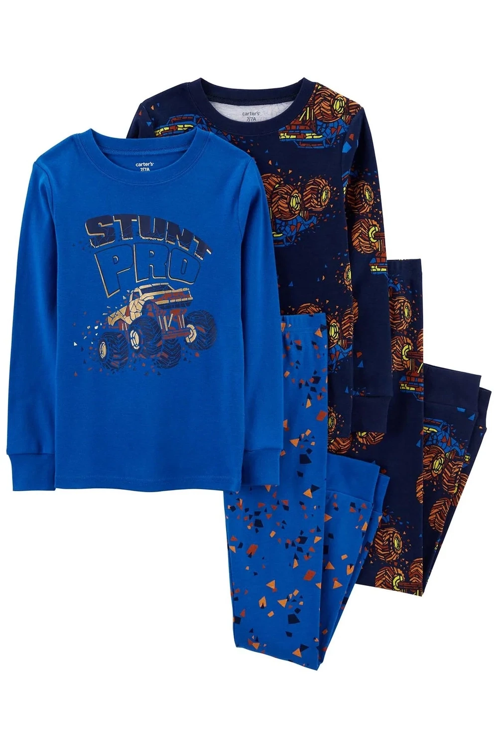 Original Carter&#39;s Boys 4-Piece Cotton Snug Fit Pajama Set, Size: 8Y, Color: Blue