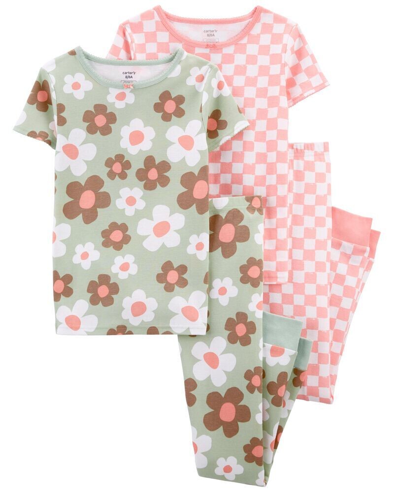 Original Carter&#39;s 4-Piece Floral 100% Snug Fit Cotton Pyjamas, Size: 5Y, Color: Multi