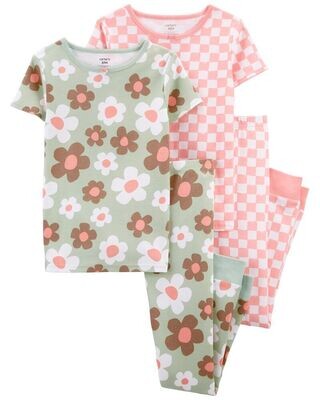Original Carter's 4-Piece Floral 100% Snug Fit Cotton Pyjamas