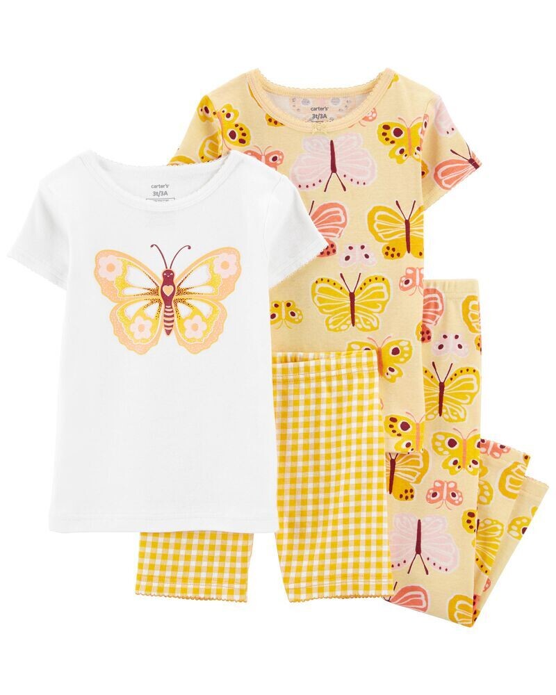 Original Carter&#39;s 4-Piece Butterfly 100% Snug Fit Cotton Pyjamas, Size: 12M, Color: Yellow