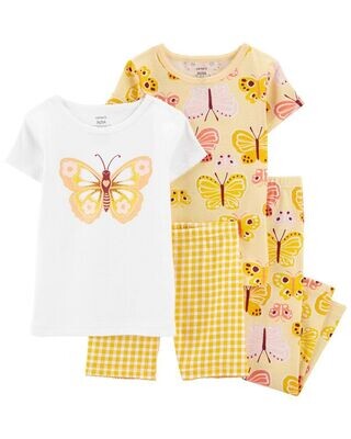 Original Carter's 4-Piece Butterfly 100% Snug Fit Cotton Pyjamas