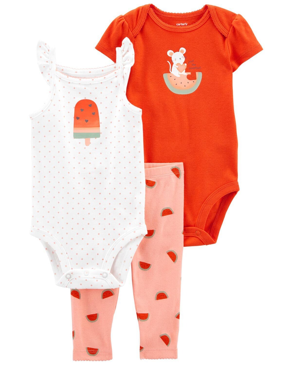 Original Carter&#39;s Baby 3-Pack Watermelon Little Character Set, Size: 3M, Color: Multi