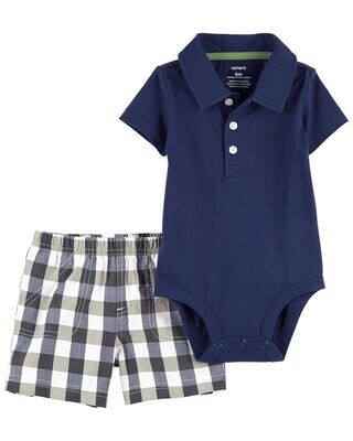 Original Carter's Baby 2-Piece Polo Bodysuit & Shorts Set