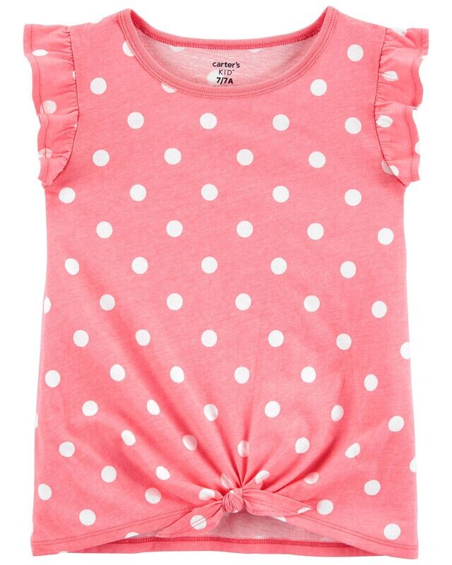 Original Carter&#39;s Kid Polka Dot Tie-Front Jersey Tee