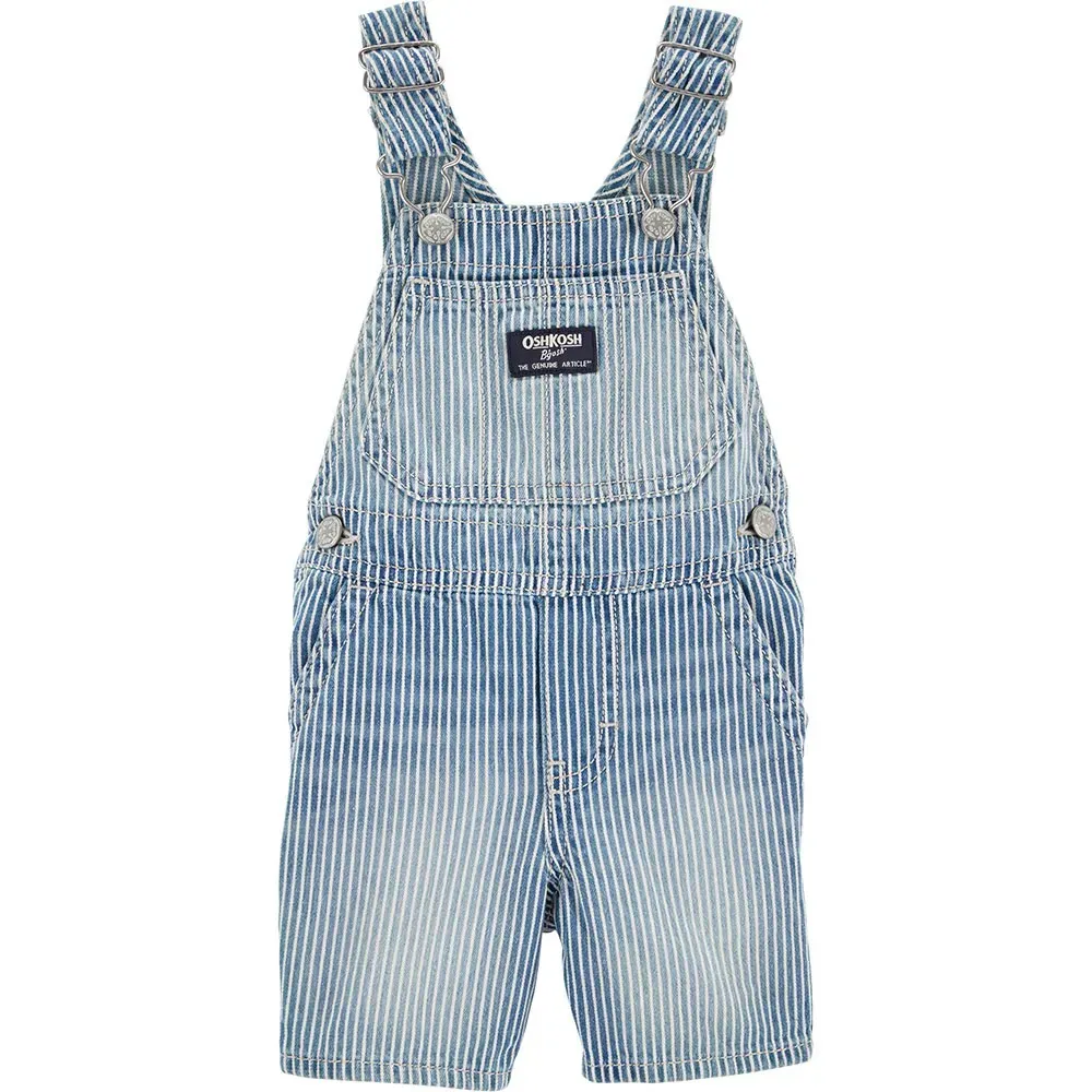 Oshkosh Hickory Stripe Shortalls - Unisex, Size: 2T, Color: Denim