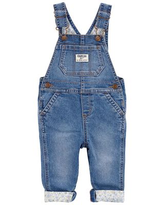 Oshkosh Floral Lined Stretch Denim Overalls