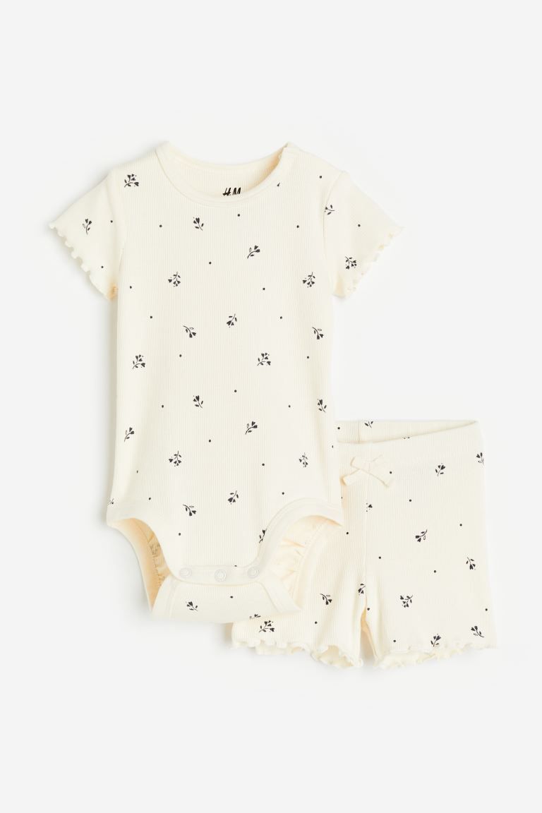 H&amp;M Girls 2-Piece Ribbed Cotton Set